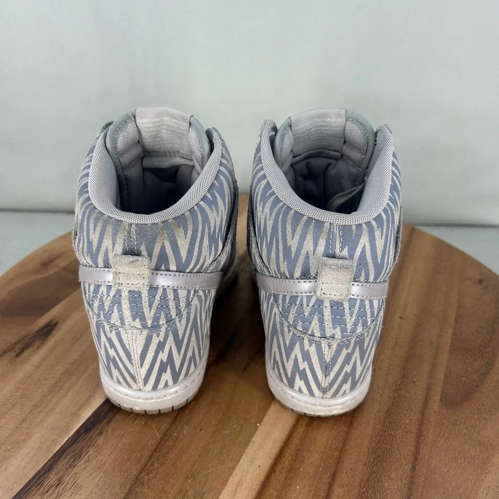 Nike Dunk Sky Hi Grey Suede Zig Zag Wedge Sneakers 543258-003 Womens Size 6.5